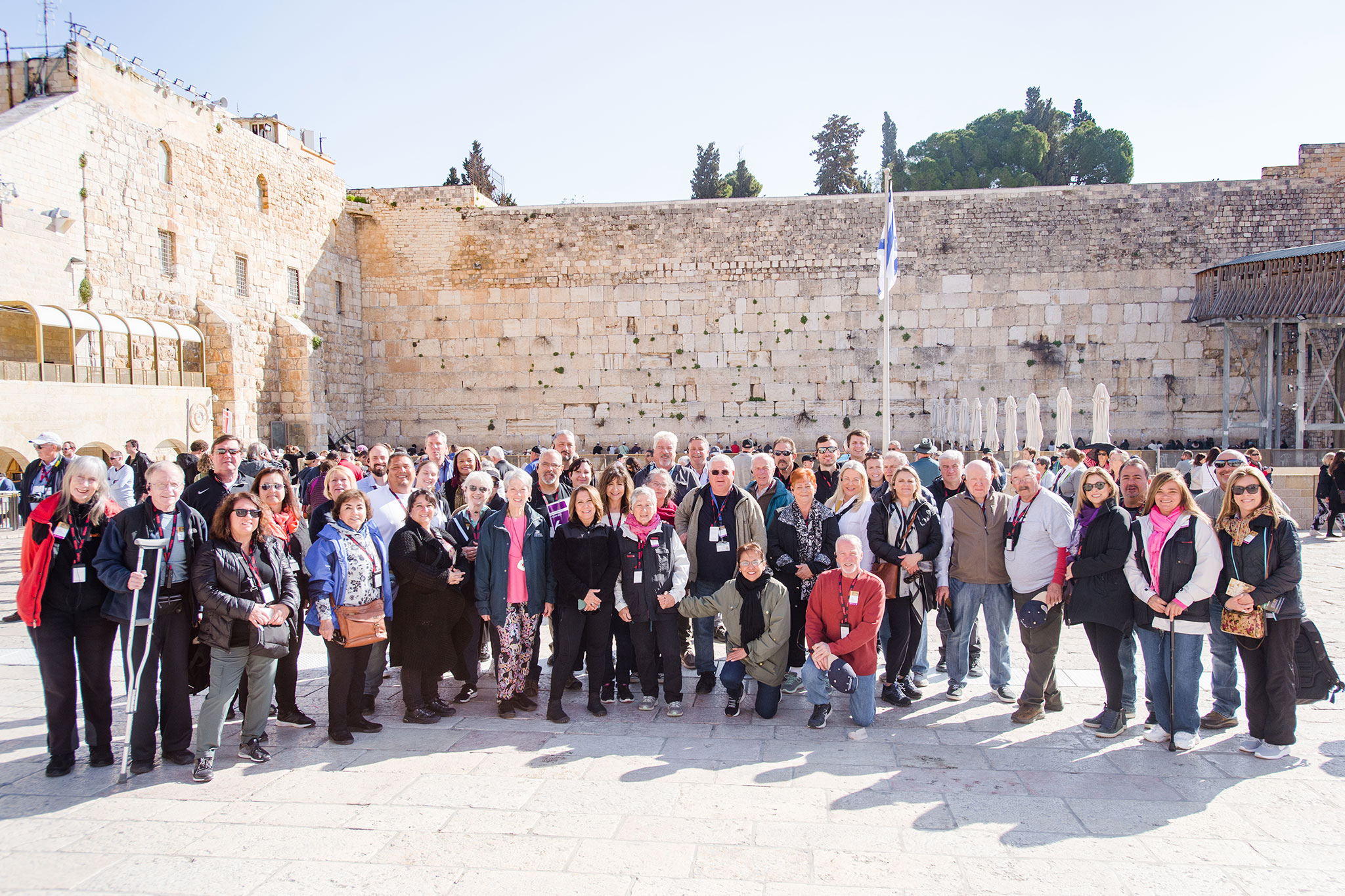 A tour group in front of the Western Wall in Jerusalem, Israel.