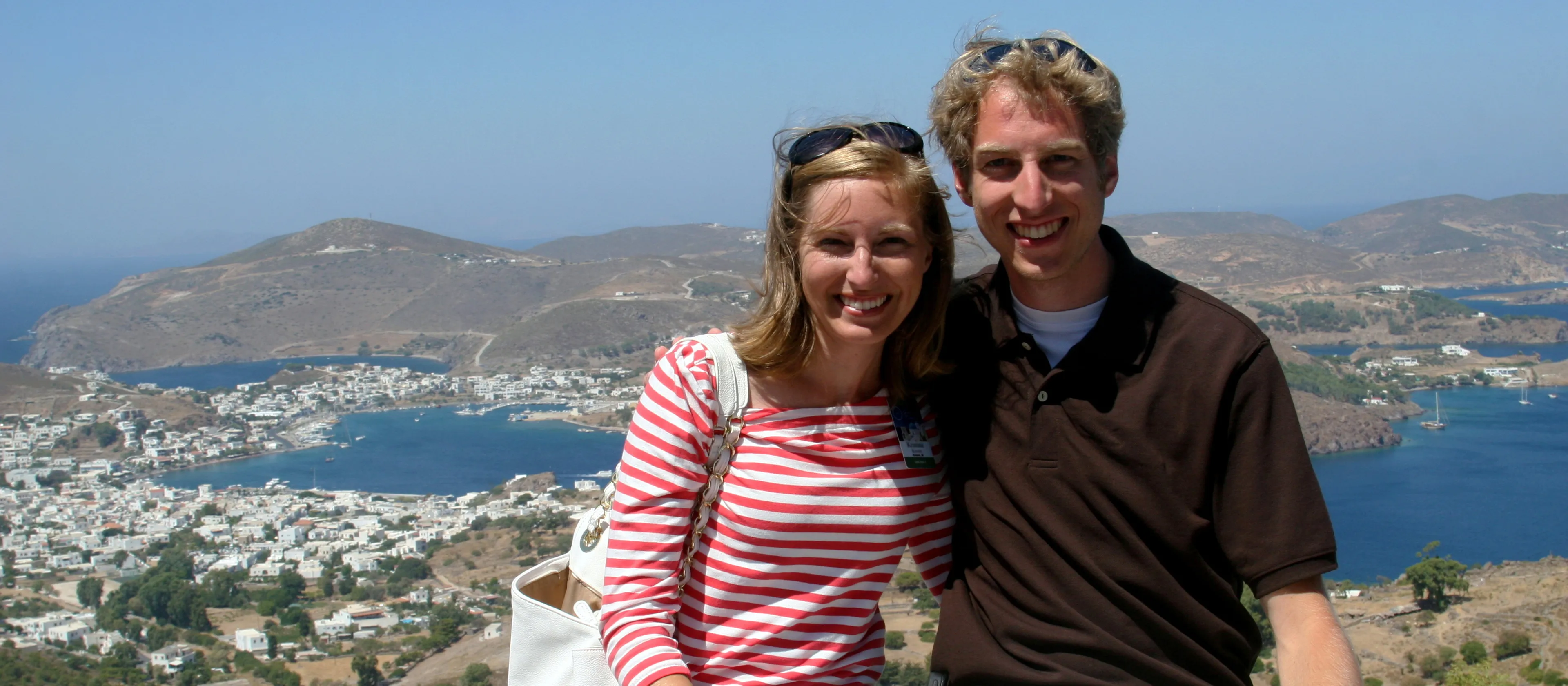 A couple standing together in the Mediterranean