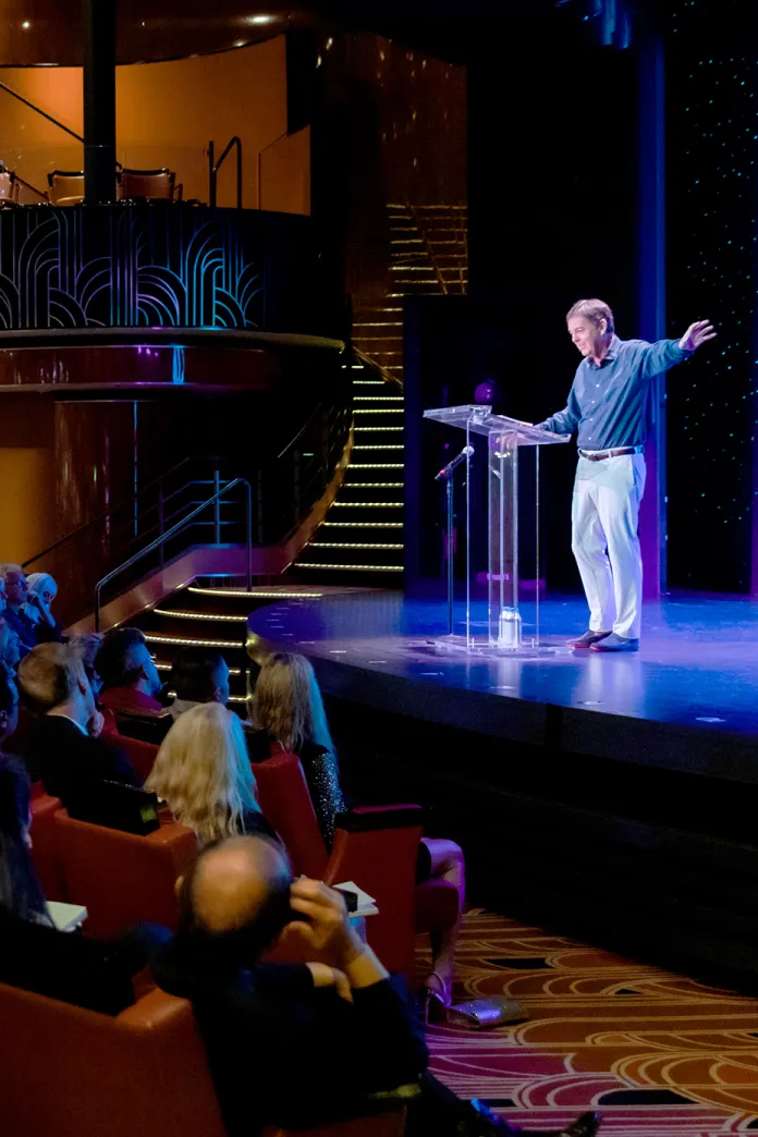 Alistair Begg speaking on a stage