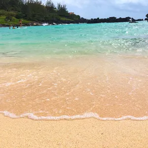 Close up view of the ocean waves on the beach